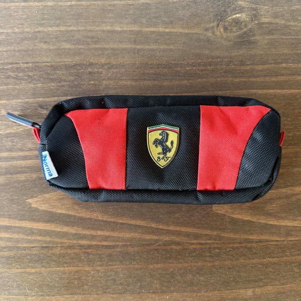 Norma Ferrari Style Pencil Case Red Black Zipper Organizer Pouch